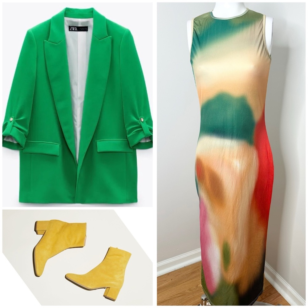 BOLD COLORFUL STRETCHY MAXI DRESS-NEW-MEDIUM